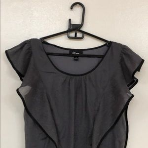 Silver Sheer Elegant Blouse with Ruffles